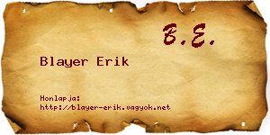 Blayer Erik névjegykártya